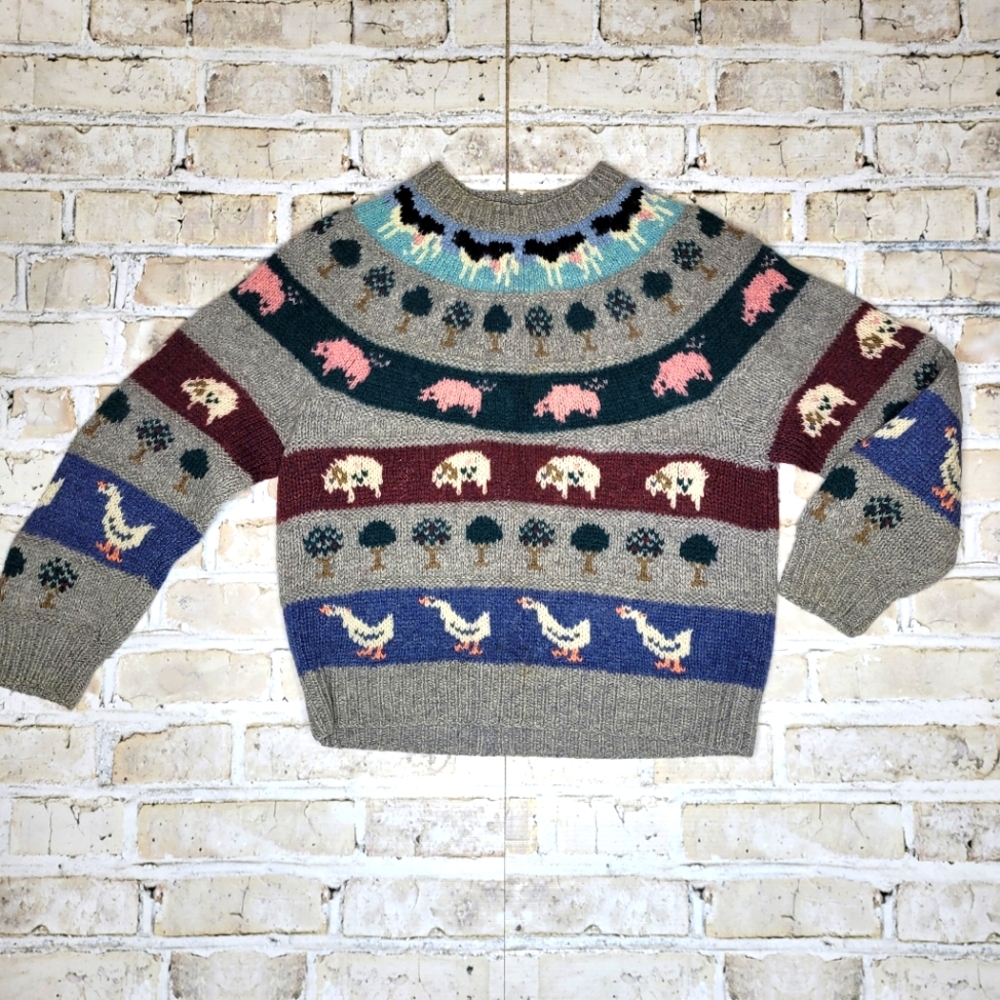 Vintage Dean's of Scotland Farm Animal Fair Isle Sweater